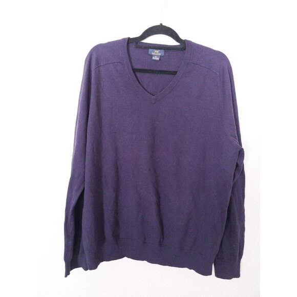 Brooks Brothers 346 Mens Purple V-Neck Sweater XL Cotton Cashmere Blend - Picture 1 of 7